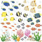 DECOWALL DW-2001 Watercolour Tropical Fish Kids Wall Stickers Decals Peel and Stick Removable for Nursery Bedroom Living Room art murals decorations decor decorative sea ocean girls baby