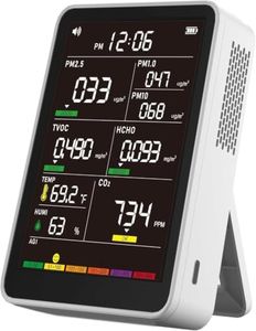 16-in-1 Indoor Air Quality Monitor, High-Precision Multi-Parameter Smart Air Quality Tester with HD Real-Time Color Screen, Portable Air Quality Monitor for Home, Office (Haze White)
