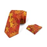 Ambesonne Men's Tie Set, Necktie Set Groom Handkerchief for Parties Weddings & All Occasions, Burnt Orange, Standard