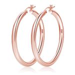 Thick Rose Gold Hoop Earrings For Women Sterling Silver Chunky Rose Gold Hoop Earrings Lightweight Small Large Tube Hoop Earrings For Womens Hollow Rose Gold Hoop Earrings Chunky Rose Gold Hoops