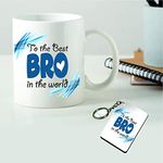 PICRAZEE “Best Bro in The World” Gift for Brother on Birthday | Raksha Bandhan (1 pcCeramic Coffee Mugwith Wooden Key Ring) (Best Bro in The World)