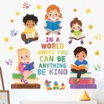 Amimagen Kids Equality Classroom Wall Stickers - Inspirational Positive Quotes Book Wall Decals - Baby Kids Room Daycare Playroom School Library Reading Wall Decor