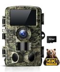 Trail Camera 4K 48MP Game Camera with 32GB Memory Card No Glow Infrared LEDs with 98ft Night Vision Motion Activated Waterproof