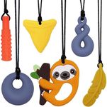 Chewy Necklaces for Sensory Kids, 6 Pack Chew Necklace Adult Chew Toys for Boys Girls with ADHD, Autism, Anxiety, Sensory Chewing Necklace Stim Toy - Yellow