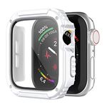 PENGUIN KART Hard Rugged Case Compatible for Apple Watch 44mm Series 6/5/ 4/SE,SE 2 Built in 9H Tempered Glass Screen Protector Slim Bumper Touch Sensitive Full Protective Cover (White)