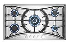 Empava 36" Recessed Gas Stove Cooktop with 5 Italy SABAF Sealed Burners NG/LPG Convertible in Stainless Steel, 36 Inch