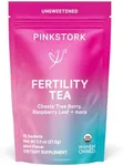 Pink Stork Fertility Tea for Conception and Hormone Balance with Organic Mint, Vitex, and Red Raspberry Leaf, Caffeine Free - Mint, 15 Sachets, Hot or Iced