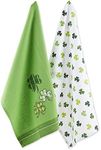 DII 100% Cotton, Oversized, Everyday Kitchen Basic, Embroidered Dishtowel, Welcome Holiday, 18x28, Set of 2- St Patrick's Day