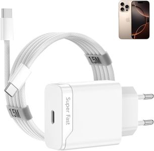Chargeur Rapide pour iPhone 16 16 Pro 16 Pro Max 16 Plus 15 Pro 15 Pro Max 15 Plus iPad Pro Air Pods 4 Mini, 25W USB C Prise Secteur Adaptateur pour avec Câble de Charge