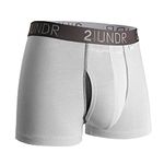 2undr Men's Swingshift 3" Trunks (Medium, White/Grey)