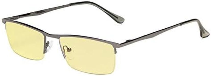 Eyekepper Blue Light Blocking Glasses Half-Rim Computer Readers Eyeglasses-Yellow Tinted Lens Reading Glasses (Gunmetal, 0.00)