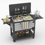 VONZOY 104 Quart Patio Rolling Cooler Cart, Outdoor Large Capacity Portable Party Beverage Bar Ice Chest Cooler Cart with Wheels, Bottle Opener and Storage Shelf for Pool Deck BBQ Cookouts