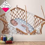 Patiofy Silk Baby Hanging Swing/Used as New Born Baby Swing for Sleeping/Baby Swing Indoor/Baby Swing Bed Jhula/Brown White in Colour