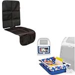 Lusso Gear Baby Car Seat Protector - Black and Kids Tray Table Cover - Airplanes