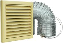 VENTS Cooker Hood Duct Vent Kit, 150mm (6-inch) Diameter. Cotswold Stone Louvered Grille with Insect Fly Mesh, 2 Jubilee Clips, 3 Meters Semi-Rigid Metal Aluminium Ducting