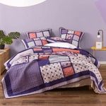 DaDa Bedding Purple Peachy Pink Patchwork Floral Bedspread Set - Cottage Spring Blossoms Garden Pattern - Vibrant Colorful Cotton Quilted Design Coverlet - Queen - 3-Pieces - Designed in USA