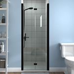 ExBrite 30-31.5 in.W x 72 in.H Bifold Frameless Glass Shower Door,1/4 in. Fold Clear Glass Shower Panel Pivot Swing Shower Doors,Matte Black Finish,Reversible Installation