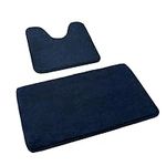 Rururug Bath Mat Set Washable Microfiber Bathroom Mat Sets 2 Piece Non-Slip Bath Mats for Bathroom and Toilet Mat, Navy Blue Bathroom Rug 50x80cm+50x40cm