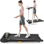 UREVO Double Shock Absorbent Walking pad, Compact Design Under Desk Treadmill for Walking Jogging with Remote Control and LED Display, Portable Treadmill for Home Office