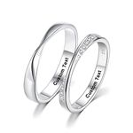 Friendship Rings Mobius Twist Best Friend Ring for 2 Matching Friends Bff Soul Sister Couples Twin His and Her Love Gifts Simple Promise Pinky Personalized Engraved Custom Name Sterling Silver (2)