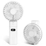 Jonwall Portable Handheld Fan, USB Rechargeable 5200mAh Battery Operated Fan Mini Desk Fan with Power Bank Function, 5 Speeds Personal Foldable Desktop Fan for Home Office Travel White