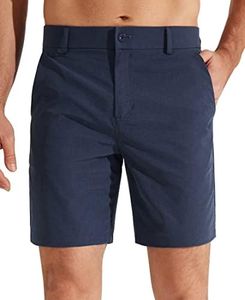 Libin Men's Golf Shorts 7" Casual Flat Front Hybrid Shorts Work Dress Chino Shorts Lightweight Quick Dry Water Resistant with Pockets, Navy, Size 35