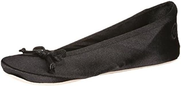 Isotoner womens Satin Ballerina Slippers, Black, 8 9 US