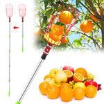 Fruit Picker Tool, Fruit Picker with Adjustable Thicker Pole and Big Basket, Fruit Tree Picking Equipment for Lemon Apples Mango Pear Orange Avocados (125")
