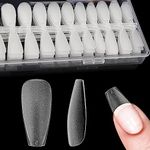 240 PCS Medium Length Matte Coffin Nail Tips, 15 Sizes Upgraded Matte Frosted Soft Full Cover False Nails, Pre-shaped Artificial Nail Tips with Box for Nail Extension DIY Home Salon