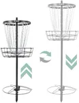 Patiassy Disc Golf Basket with 24/12 Heavy Duty Chains, Portable Disc Golf Target with Adjustable Height, Durable Practice Goal with Ground Stake for Backyard Outdoor