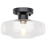 Modern Farmhouse Black Ceiling Light,Big Seeded Glass Semi Flush Mount Light Fixture for Bathroom Hall Bedroom