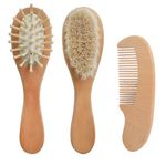 Baby Hair Brush and Comb Set, Soft Goat Bristles Wooden Baby Brush Natural, Perfect Scalp Grooming Product for Cradle Cap Brush Infant Toddler Kids Baby Shower Baby Registry Gift