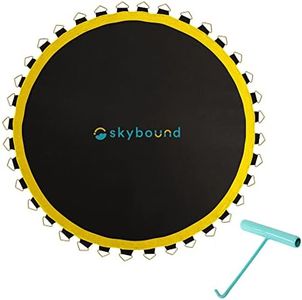 SkyBound Premium Trampoline Replacement Mat, Fits 14 Foot Frames w/Spring Tool, UV Sunguard for Longer Lasting Stitching, Durable V-Rings, Bounce Safely with Extra Rows of Stitching