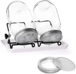 Sprouting Jar Kit, JARAGAR 2Pcs Mason Jars with 304 Stainless Steel Sprout Lids, Strainer, Stands and Drip Tray, Seed Growing Set for Broccoli Alfalfa Beans Microgreens Sprouts-1000ml