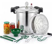 2-in-1 25 Liter pressure canners & canning pressure cooker with gauge,15.9Psi,practical 6pc Canning Supplies Starter Set,Stainless steel base for gas induction,pressure cooker for canning