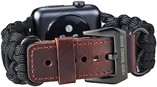 Savior Survival Gear Apple Watch Band 42mm Replacement made of 550 Paracord with Stainless Steel Adjustable Buckle (Black, Adjustable)