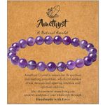 XIANNVXI Amethyst Bracelets for Women 8mm Purple Bead Crystal Bracelet Elastic Stretch Healing Gemstone Beaded Bracelet Women Men's Bracelet Jewelry Gift