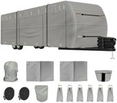 Weize Travel Trailer RV Cover, Tear-Resistant Waterproof Camper RV Cover TOP 500D Oxford Windproof with Anti-UV, Fits 38-40ft Motorhome,Includes Ladder Cover, Straps