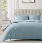 Lane Linen French Blue Duvet Cover Queen Size - Soft Prewashed Queen Duvet Cover Set, 3 Pieces, 1 Duvet Cover 90x90 Inches with Zipper Closure and 2 Pillow Shams, Comforter Not Included