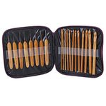 fancyku 20Pcs Bamboo Crochet Hooks Knitting Needles Set with Case