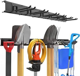 Garage Garden Tool Organizer Wall Mount, Heavy Duty Garage Tool Storage Rack 48 Inches, Max Load 330lb - Shovel, Rake, Folding Chair, Weed Eater Storage