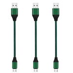 Short Micro USB Cable 3Pack 0.5FT/6inch Android Durable Premium Nylon Braided Fast Charging Sync Cord for Car,Power Banks,Roku TV Stick,4K Fire TV Stick,Chromecast,Samsung LG Phone Portable Charger