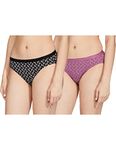 Van Heusen Women Bikini Panty - 100% Cotton - Pack Of 2 - Anti Bacterial, 4 Way Stretch, Moisture Wicking, Moderate Coverage_11108_Dark Assorted Print_XL