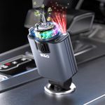 W&O Car Charger Fast Charging for iPhone，69W 5 in 1 Retractable car Charger with Aromatherapy and Starlight,Cigarette Lighter Adapter,Gifts for Women Men, Travel Essentials, Truck Accessories（Red）