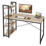 Bestier Computer Desk with Storage Shelves Writing Desk with Shelves 141CM Reversible Computer Desk with Bookshelf for Home Office Small Space