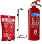 PREMIUM FSS UK 2 KG ABC POWDER BRITISH STANDARD KITEMARKED FIRE EXTINGUISHER With CE MARKED FIRE BLANKET. IDEAL FOR HOMES KITCHENS WORKPLACE WORKSHOPS OFFICES CARS VANS WAREHOUSES GARAGES HOTELS RESTAURANTS