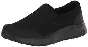 Skechers Go Walk Flex - Request Slip On Shoes For Men - Air-Cooled Goga Mat Insole Lightweight Ultra Go Cushioned Midsole Mesh Upper Walking Shoes Black, 7 Uk