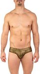 Gary Majdell Sport Men's Hot Prints Cheeky Brief Bikini Swimsuit, Gold Hologram, X-Large