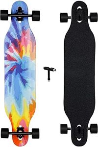 Longboard 41 x 9 pulgadas | 8 Capas Monopatín de Madera de Arce con Rodamientos ABEC-11| Drop-Through Cruiser con Herramienta en T | Completo Skateboard para Principiantes, Adolescentes, niños, niñas
