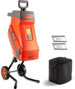 PROYAMA 15 - Amp Electric Wood Chipper, Corded Shredder with Collection Bag and Push Stick, Double Sided Blade System, Auto Shut - Off, 1.7 Inch Cutting Capacity for Leaves, Grass, Clippings
